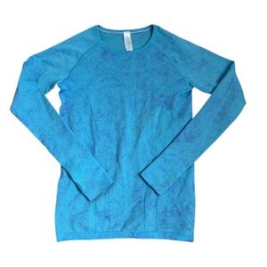 ivivva by lululemon Girls' Swiftly‎ Tech Long Sleeve Shirt Blue Tie Dye Size 14